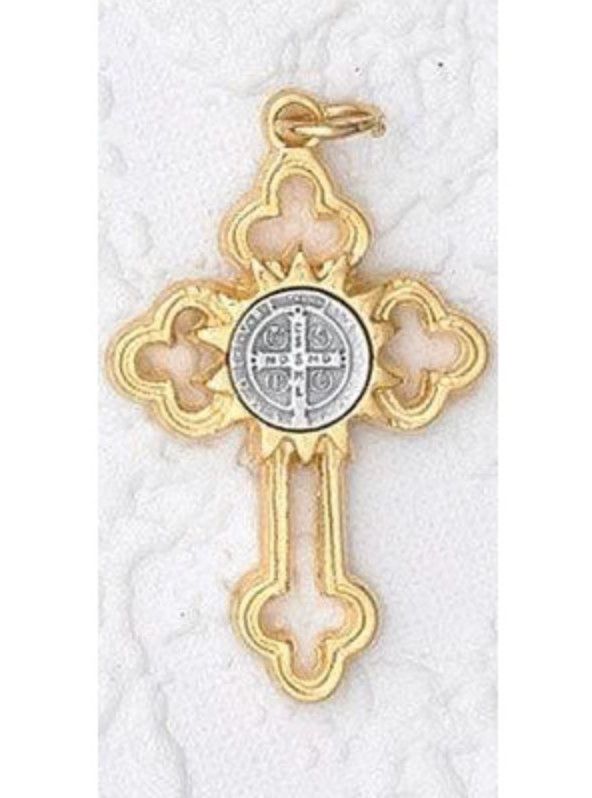 St Benedict Cross gold/silver 1&quot;