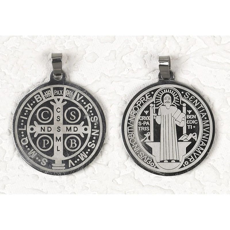 St Benedict Stainless Steel Medal 3/4&quot;