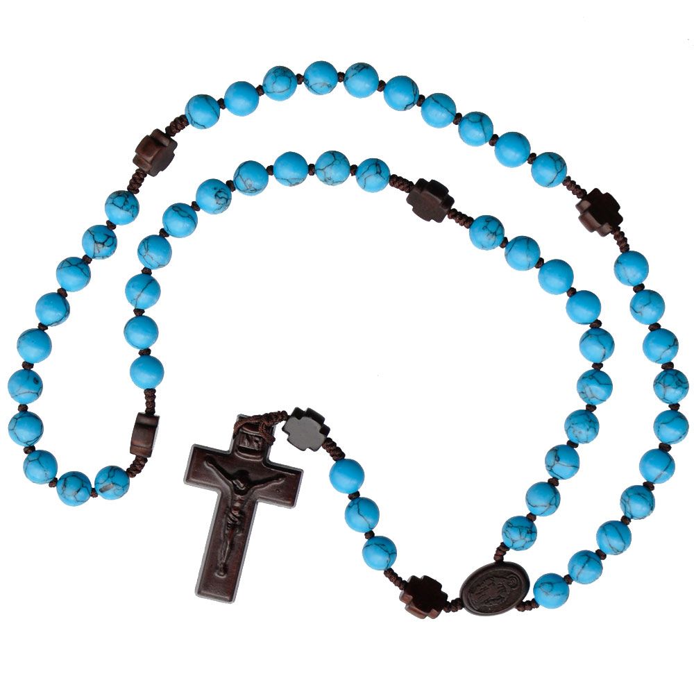 Turquoise/Jujube Wood Rosary 8mm