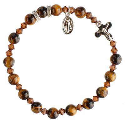 Genuine Tiger Eye Rosary Bracelet 6mm