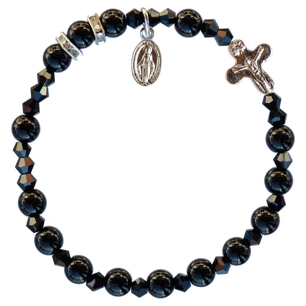 Black Onyx Rosary Bracelet 6mm