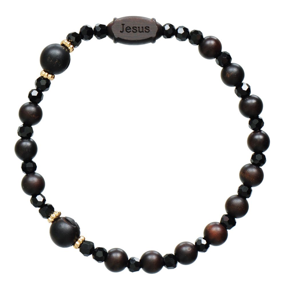 Jujube Wood Rosary Bracelet + crystal stretch 6/8mm