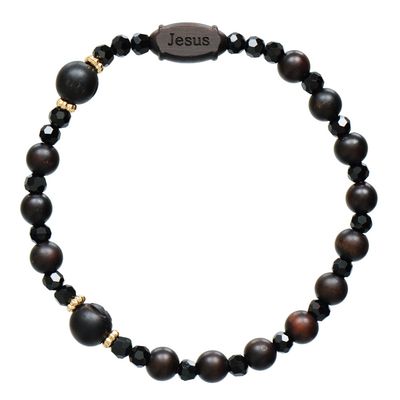 Jujube Wood Rosary Bracelet + crystal stretch 6/8mm
