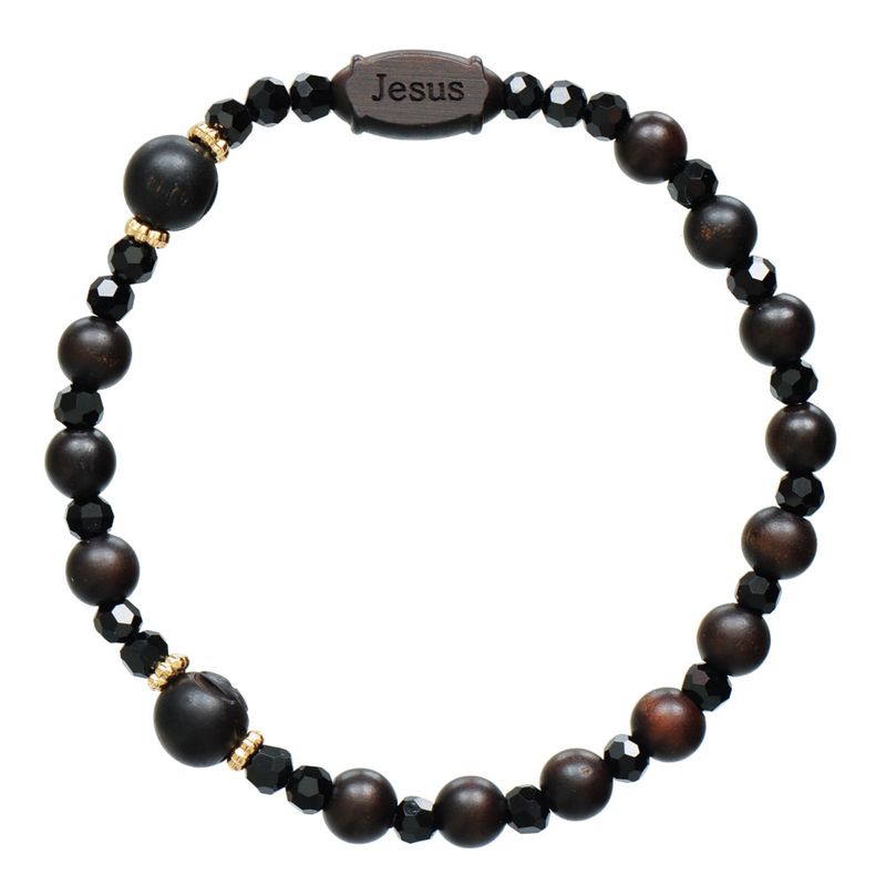 Jujube Wood Rosary Bracelet + crystal stretch 6/8mm