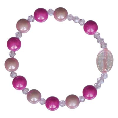 Rosary Bracelet for kids - MM two-tone pink 8mm