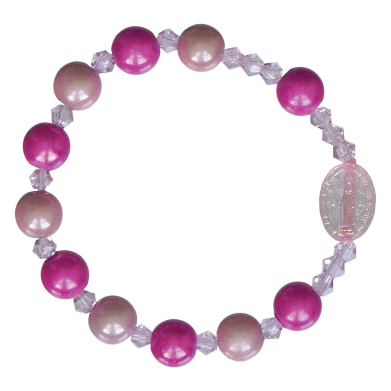 Rosary Bracelet for kids - MM two-tone pink 8mm