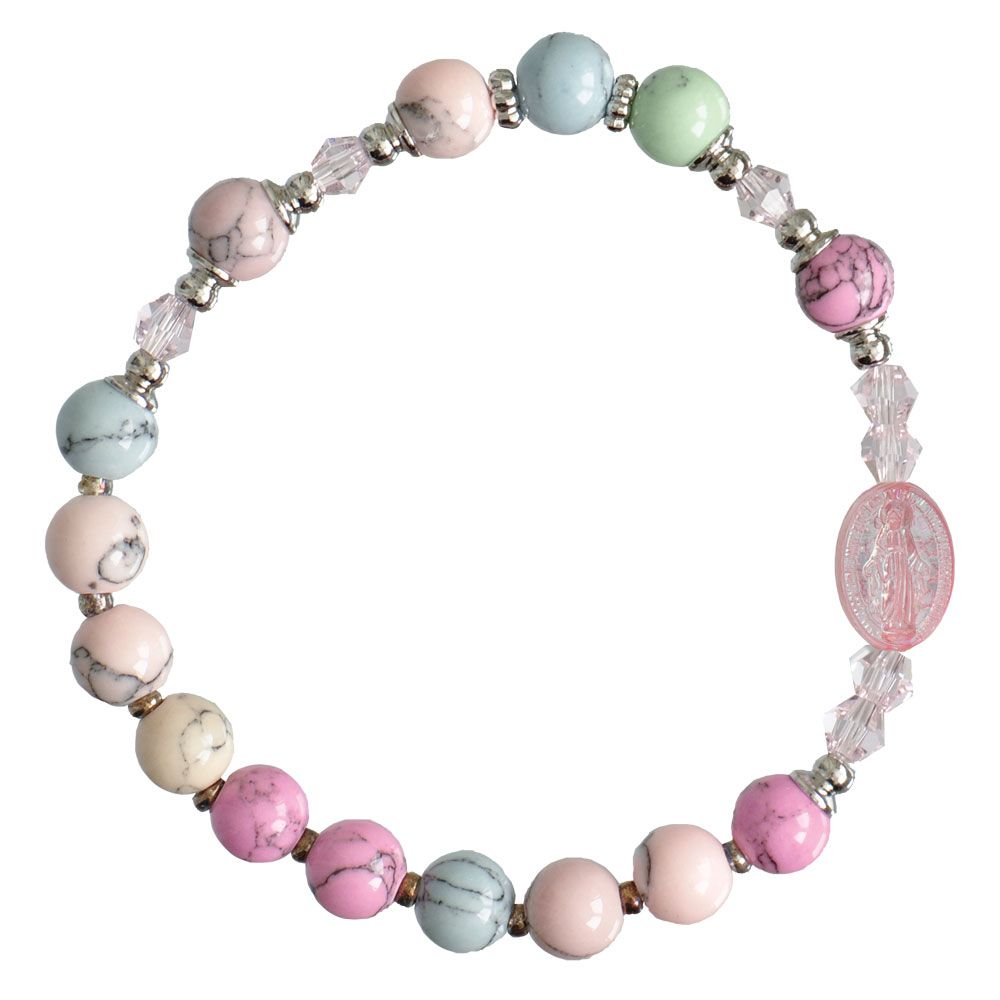 Rosary Bracelet for kids - rainbow gemstone stretch 6mm