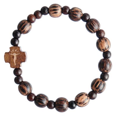 Rosary Bracelet for kids - striped wood 8mm