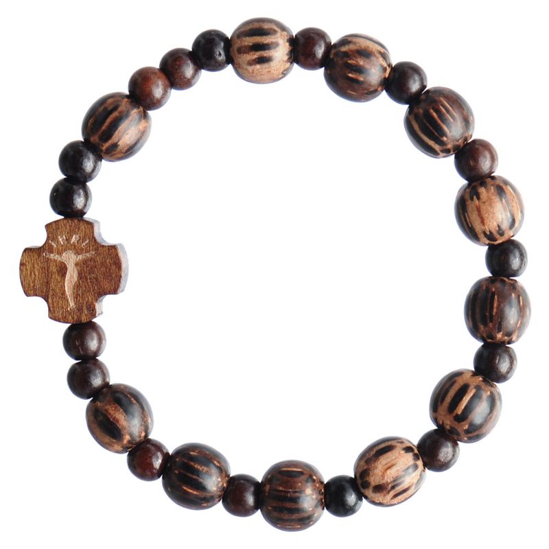 Rosary Bracelet for kids - striped wood 8mm