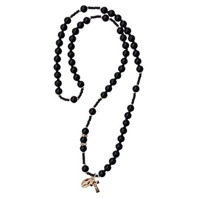 Black Onyx Rosary Necklace 6mm