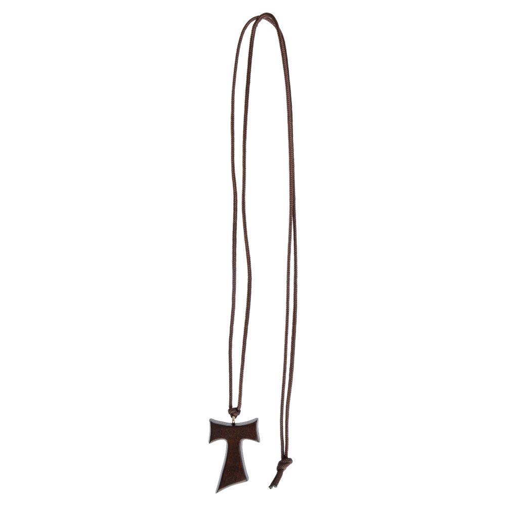 Tau Jujube Wood Cross Necklace 1&quot;