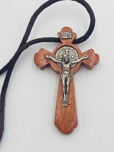 St Benedict Crucifix Necklace wooden 2.25 &quot;
