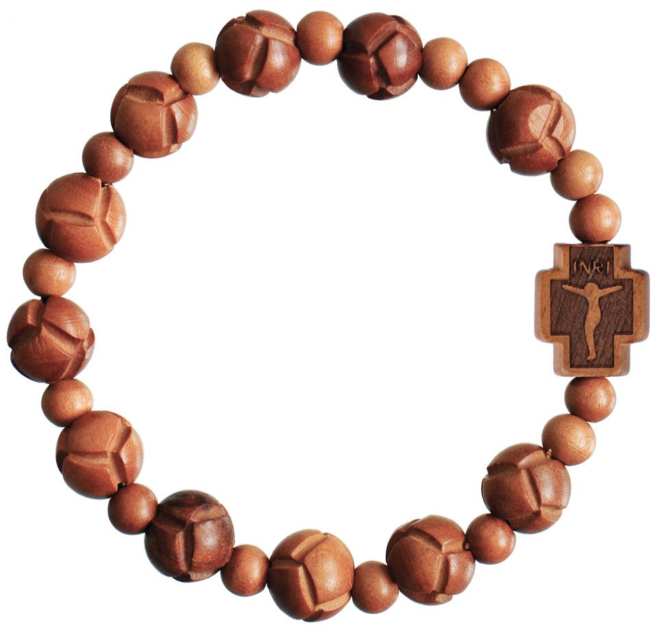 10mm Carved Jujube Wood Rosary Bracelet