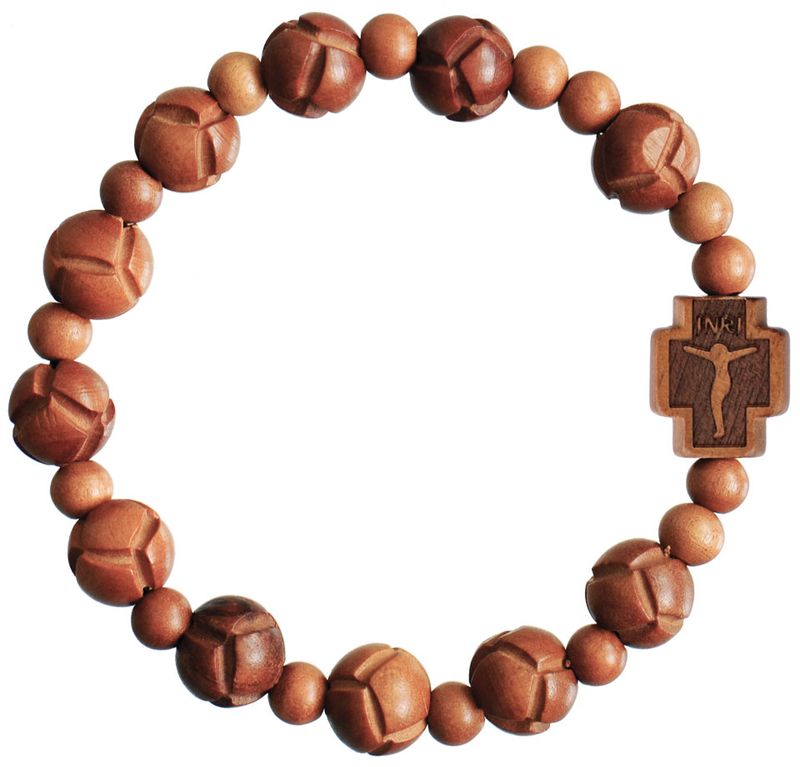 Rosary Bracelet carved Jujube wood stretch 10mm