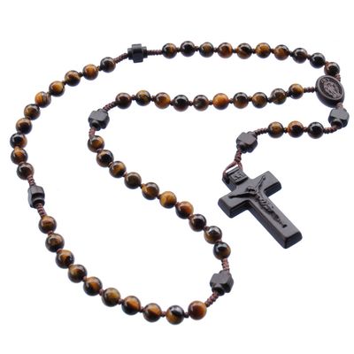 6mm Tiger Eye/Jujube Wood Rosary