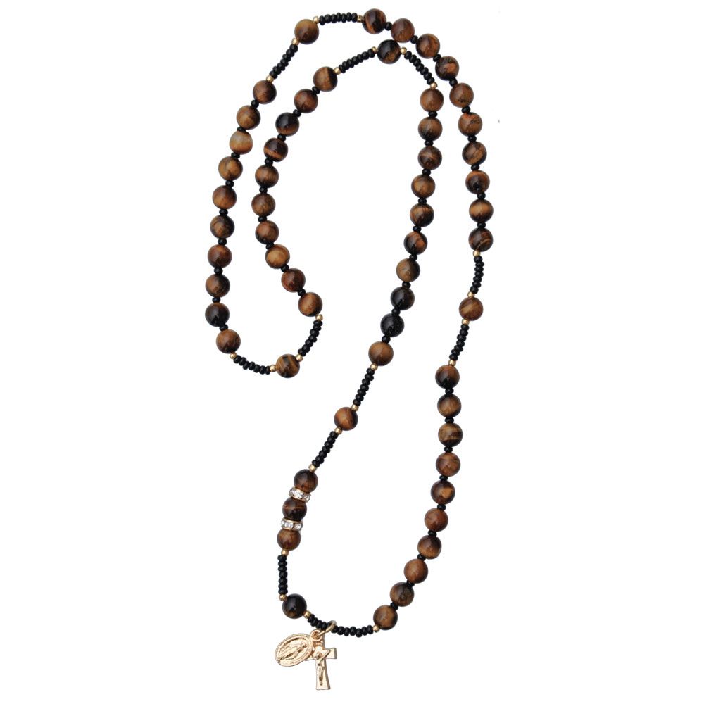 6mm Tiger Eye Rosary Necklace