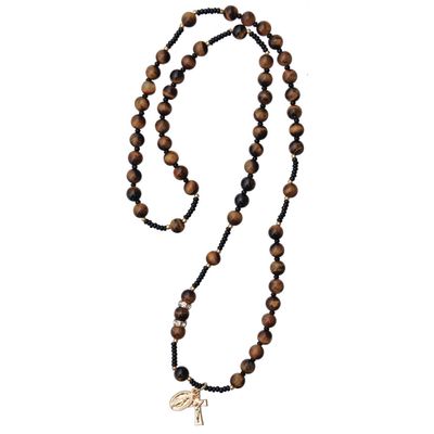 6mm Tiger Eye Rosary Necklace