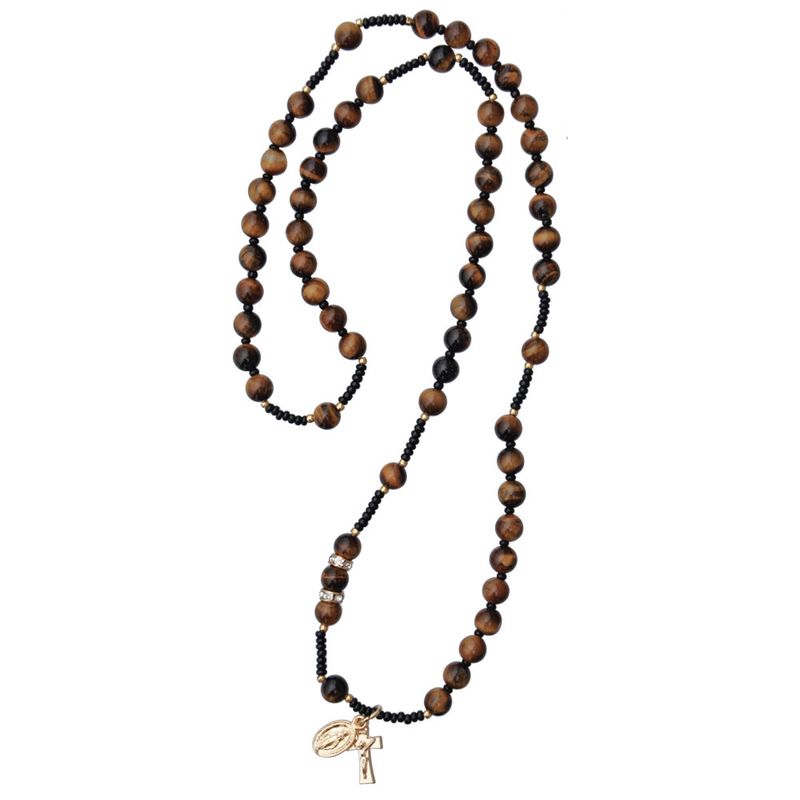 6mm Tiger Eye Rosary Necklace