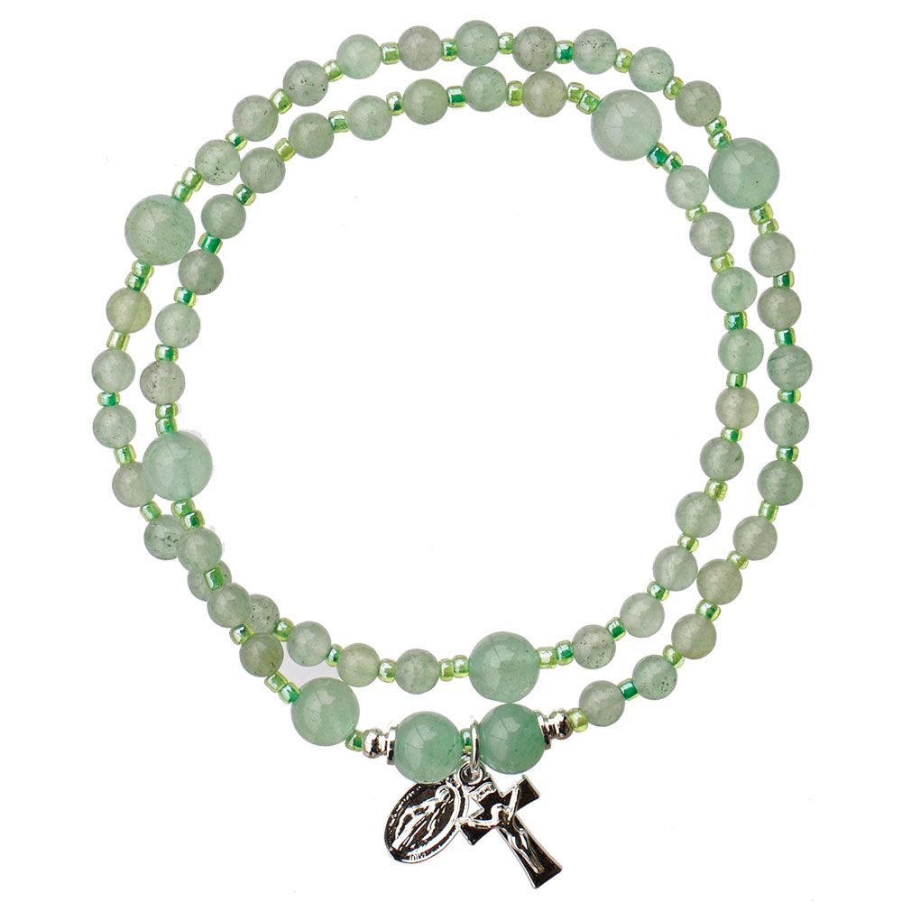 4mm Genuine Green Jade Twist Rosary Bracelet