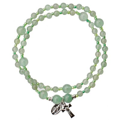 4mm Genuine Green Jade Twist Rosary Bracelet