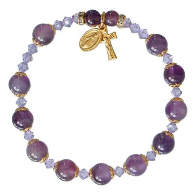 8mm Genuine Amethyst Rosary Bracelet