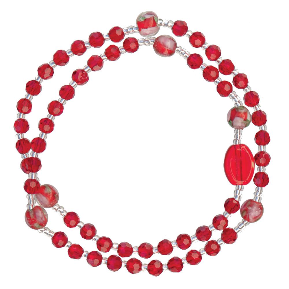 4mm Red Genuine Crystal Twist Rosary Bracelet