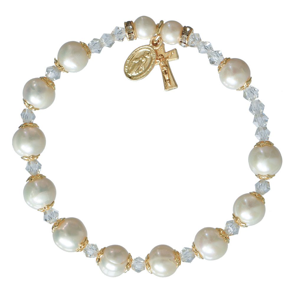 8mm Genuine Pearl Rosary Bracelet