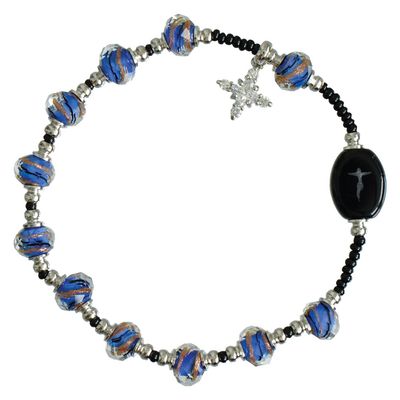 8mm Blue Murano Glass Rosary Bracelet