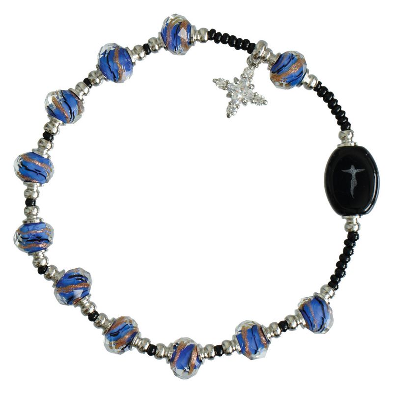 8mm Blue Murano Glass Rosary Bracelet