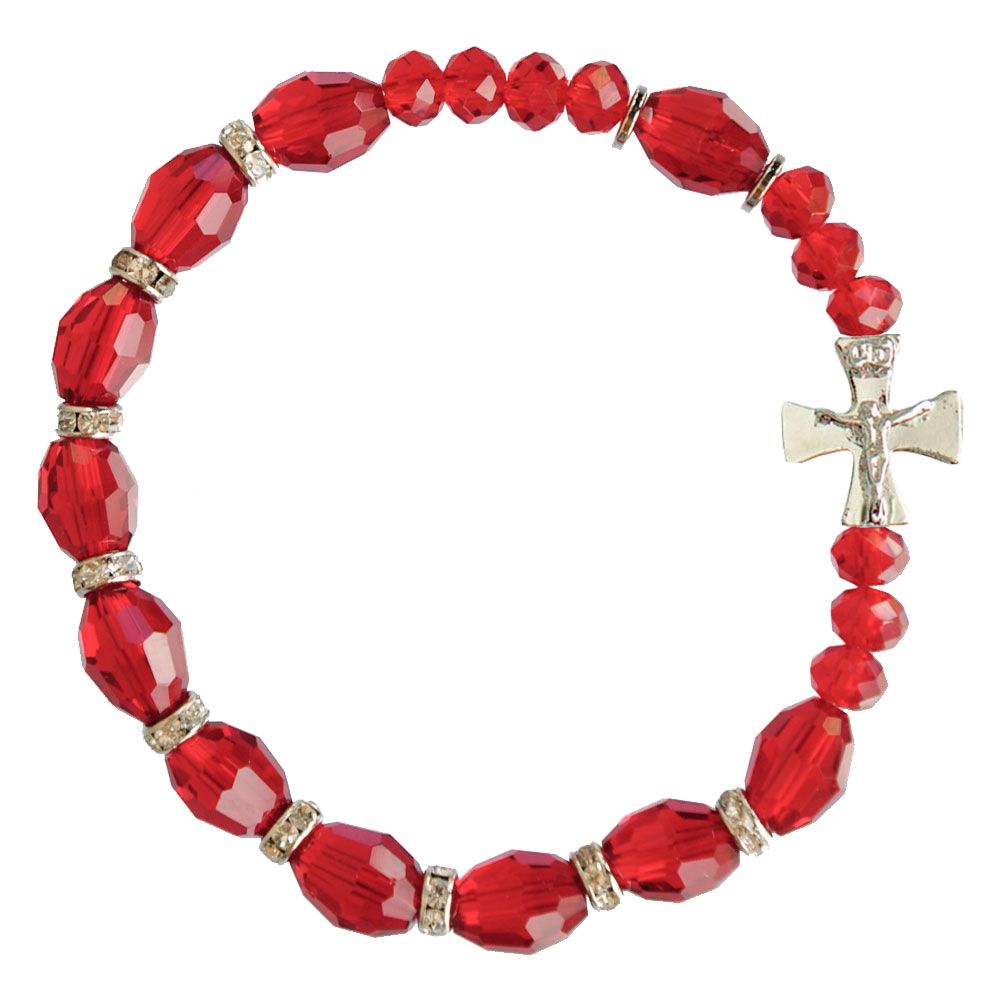 10mm Red Genuine Crystal Rosary Bracelet