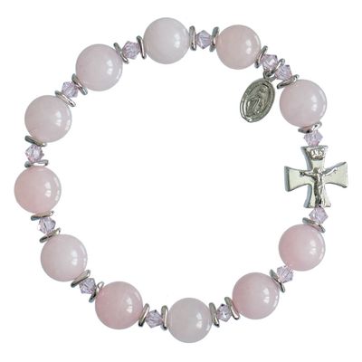 10mm Genuine Rose Quartz Rosary Bracelet