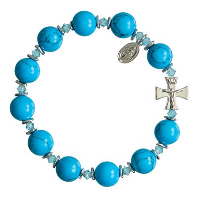 10mm Genuine Turquoise Rosary Bracelet