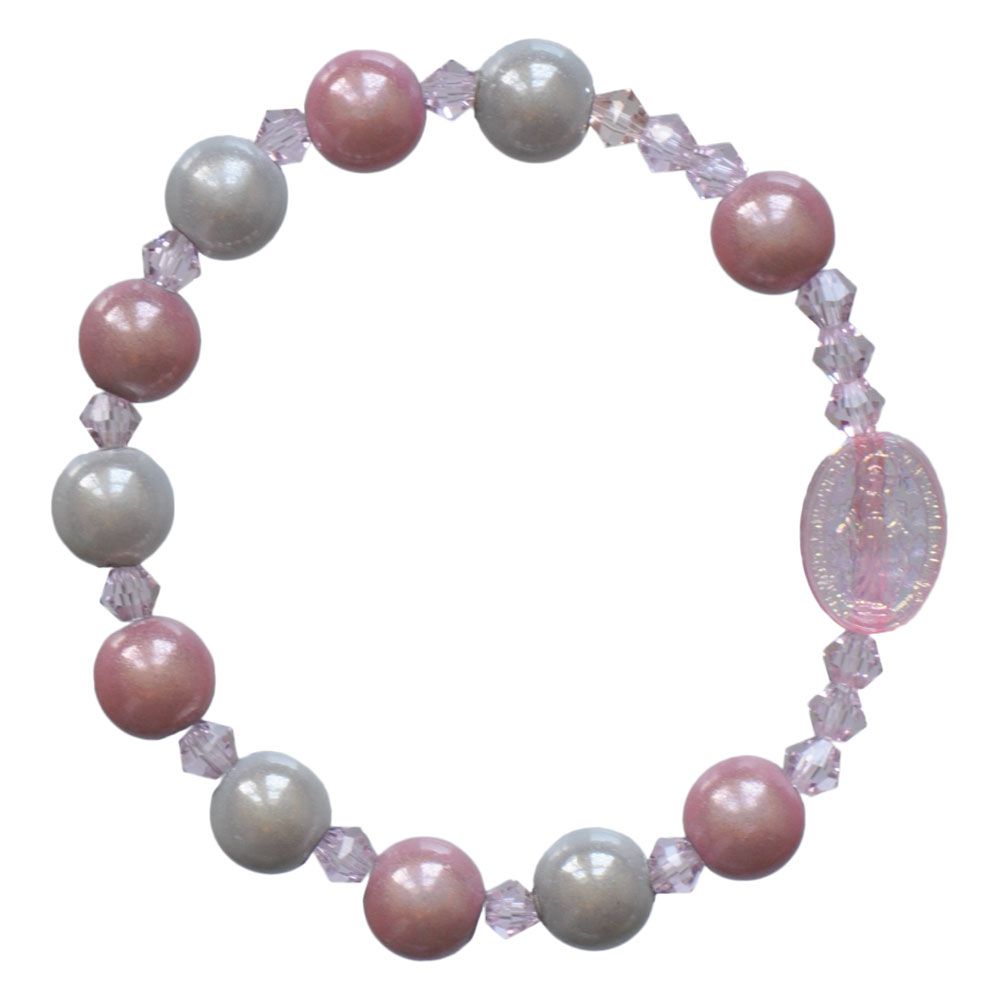 8mm Pink/Blue Acrylic Children’s Rosary Bracelet