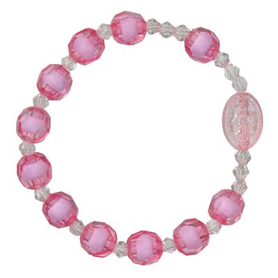8mm Pink Acrylic Children’s Rosary Bracelet