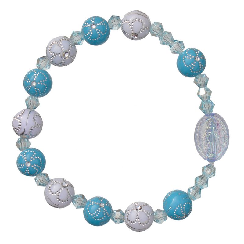 8mm Blue Flower Acrylic Children’s Rosary Bracelet