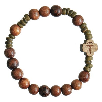 8mm Wood Rosary Stretch Bracelet