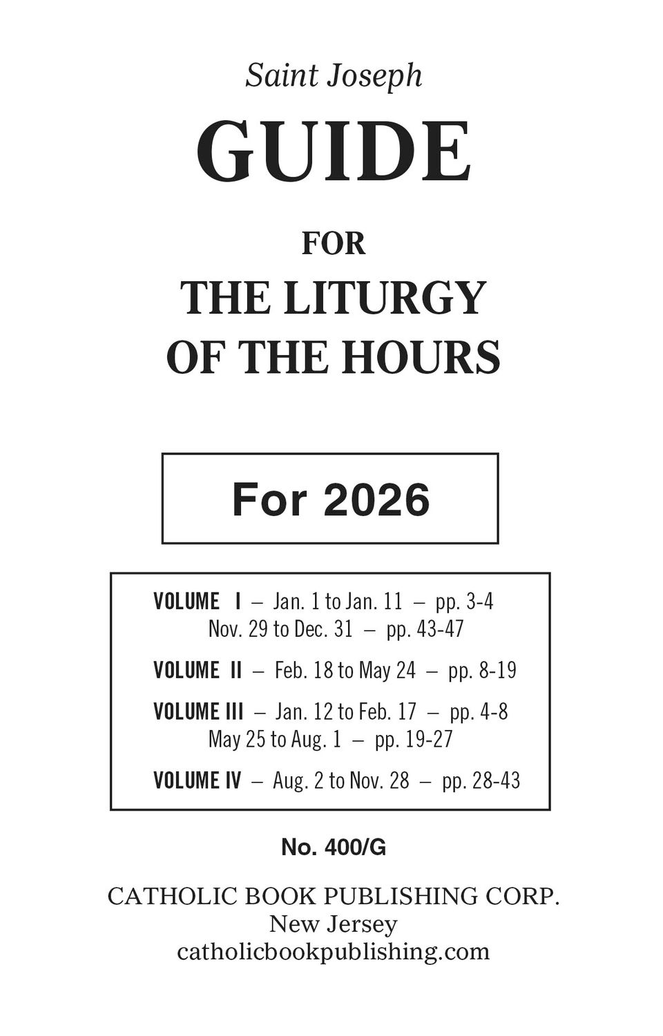Guide for the Liturgy of the Hours 2026