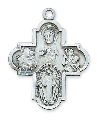 4-Way Sterling Silver Cross 24&quot; chain