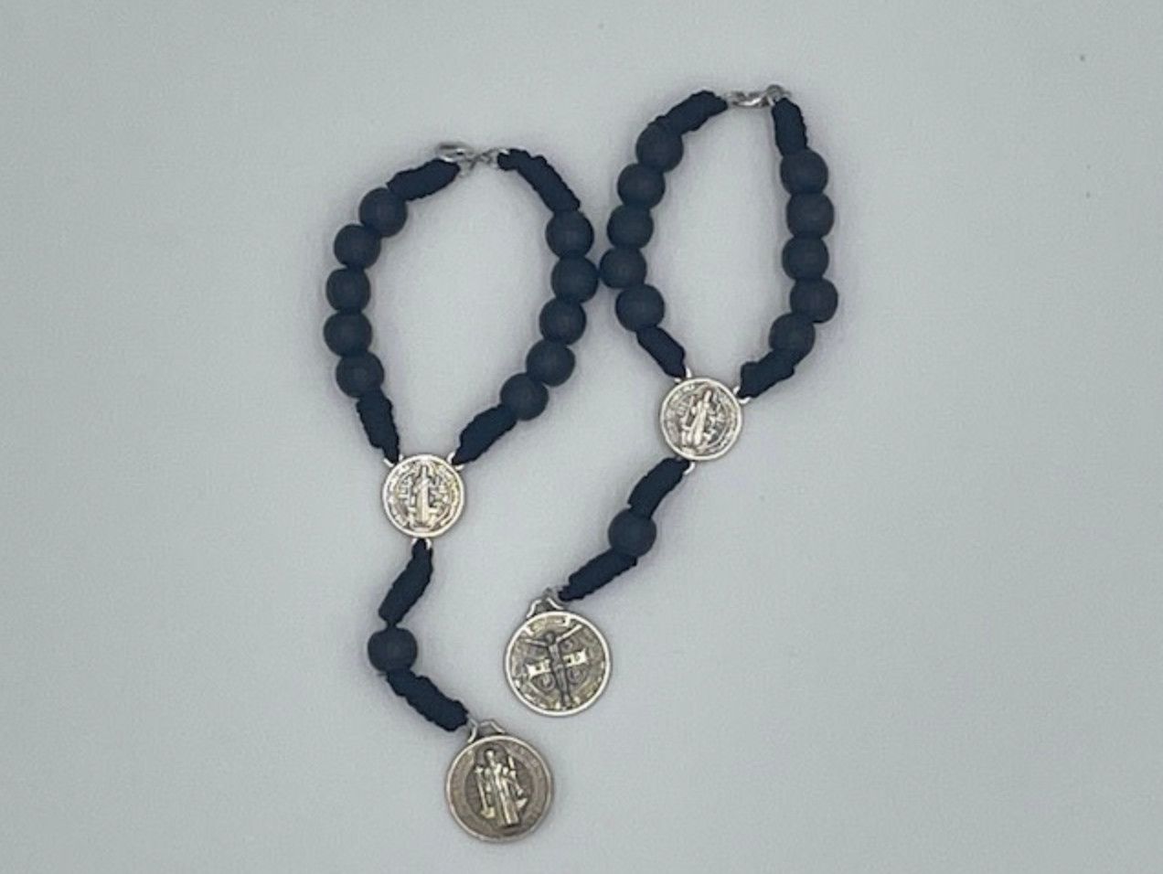 Saint Benedict Rear View Mirror Decade Rosary, Color: black