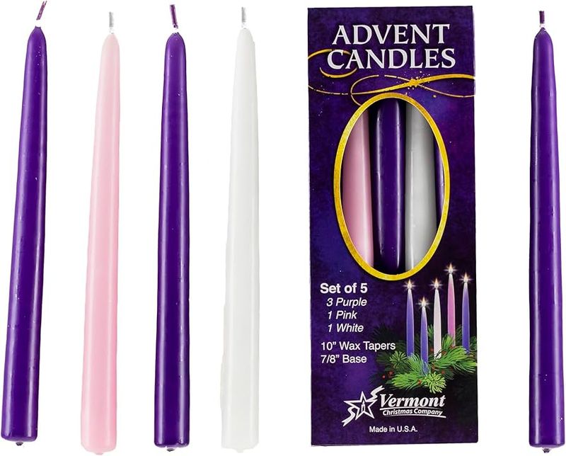 Advent Candles: wax tapers 10&quot; (set of 5)