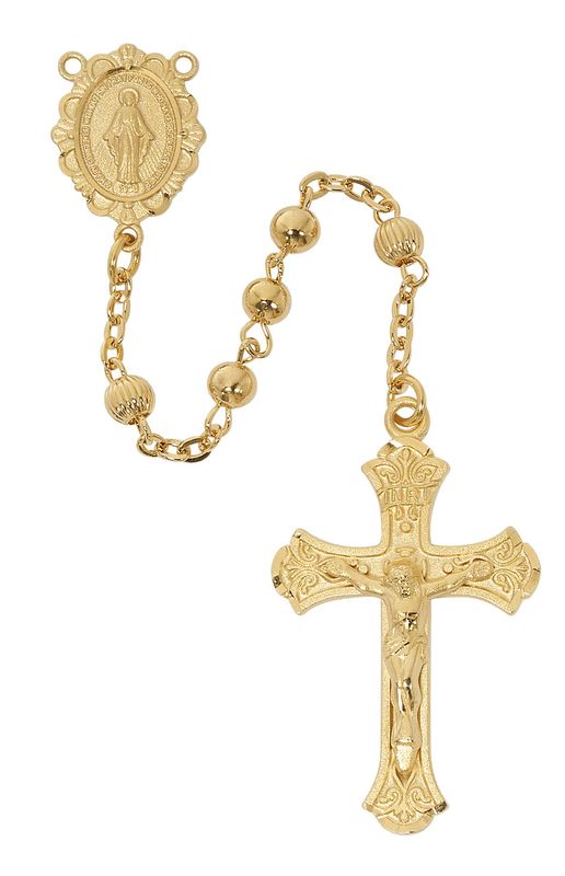 Rosary Gold over Sterling Silver 4mm with Deluxe Gift Box