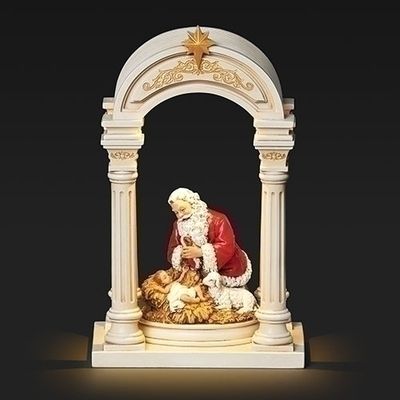 8&quot; Lighted Arch Christ Child with Kneeling Santa