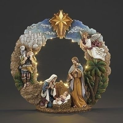 Lighted Nativity Wreath  17&quot;