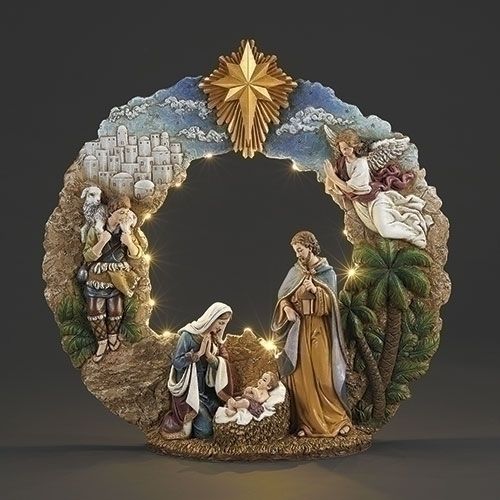 Lighted Nativity Wreath  17&quot;