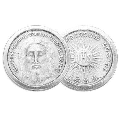 Holy Face of Jesus pocket token/coin silver tone 1&quot;