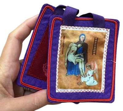 Purple Scapular of Blessing &amp; Protection (large) - wool, deluxe 3 1/2 x 4&quot;