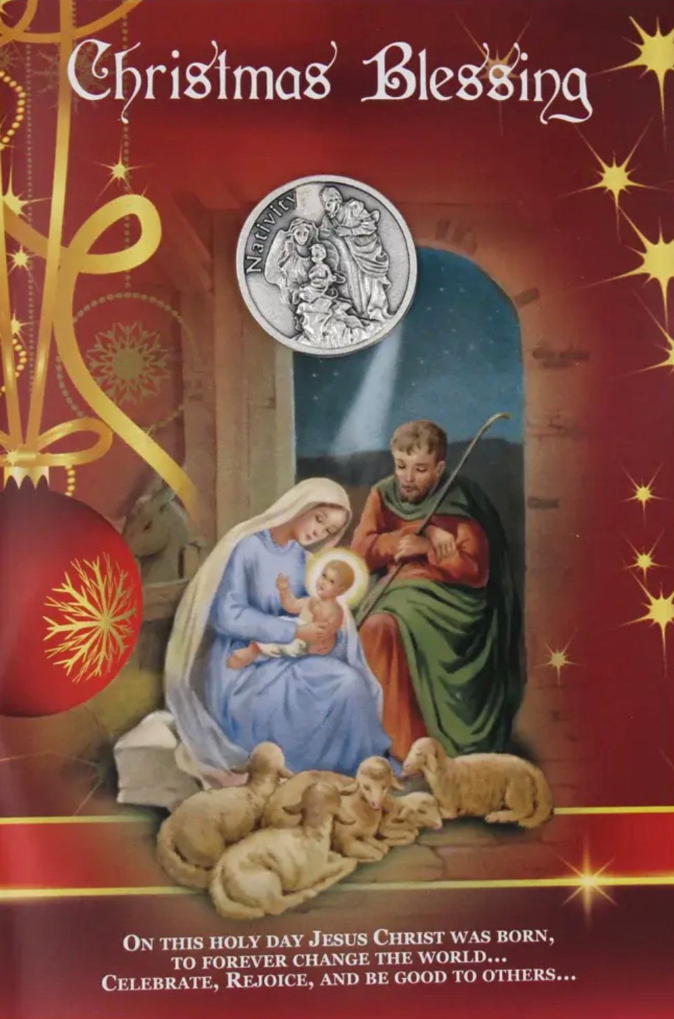 Christmas Blessing Greeting Card with Prayer Token
