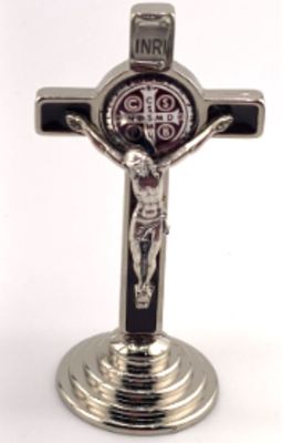 Standing Benedict Crucifix 3.5" brown enamel