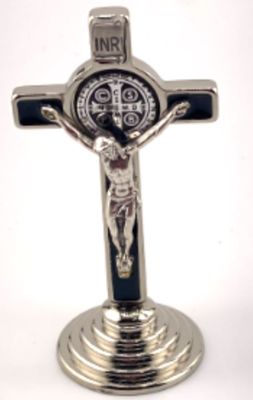 Standing St Benedict Crucifix 3.5" black enamel