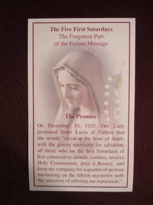 Five First Saturdays Prayer Card
